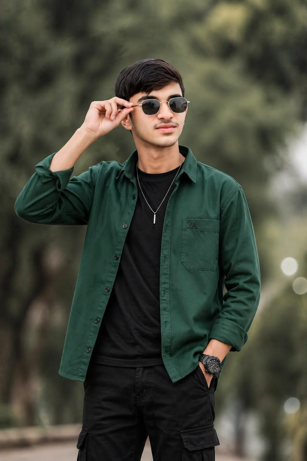 Emerald Green Outdoor Portrait | South Asian Teen Fashion preview