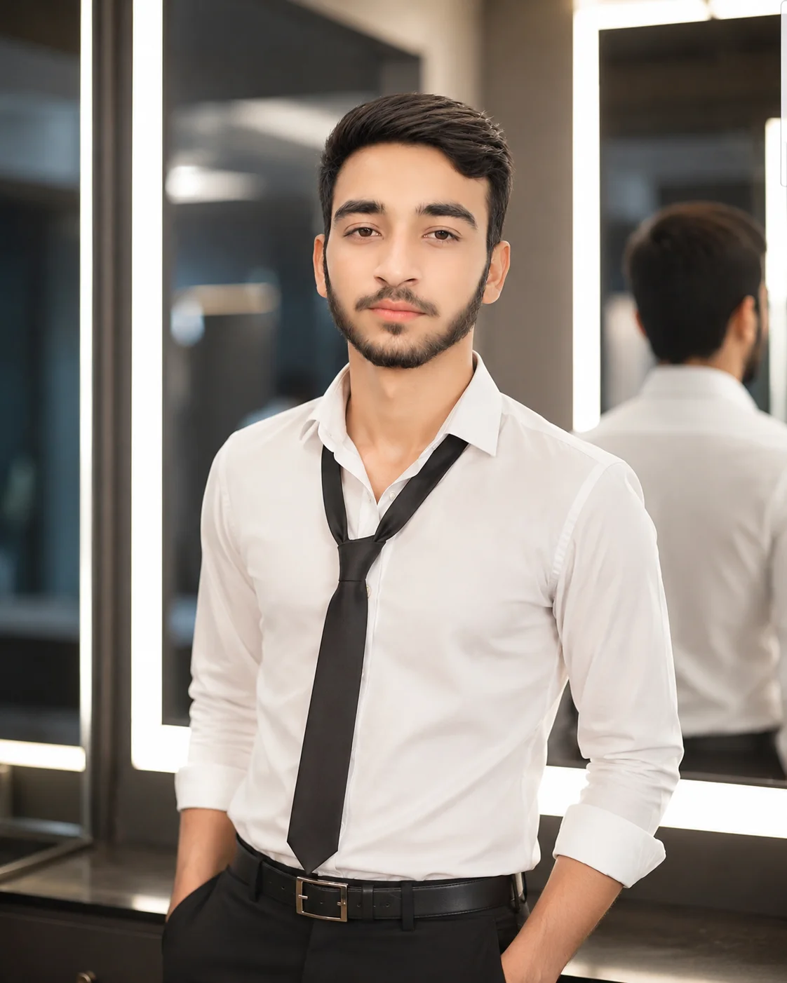 Modern Formal Loosened Tie Male Portrait Prompt preview