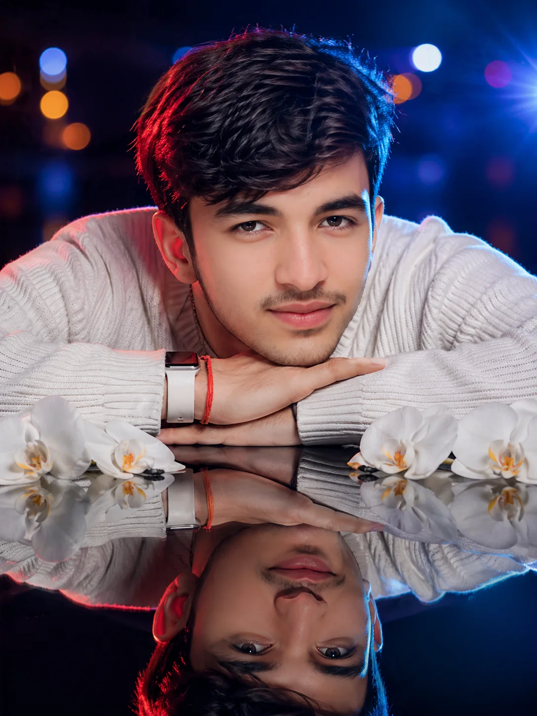 Mirror Reflection Portrait | Dual Tone Red & Blue Lighting preview