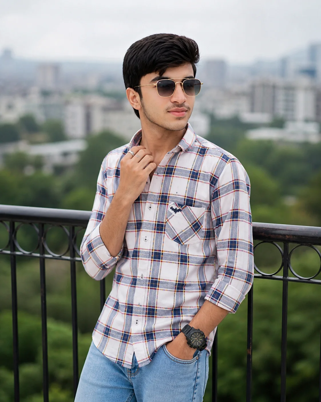 Plaid Shirt Urban Portrait | South Asian Teen Aesthetic preview